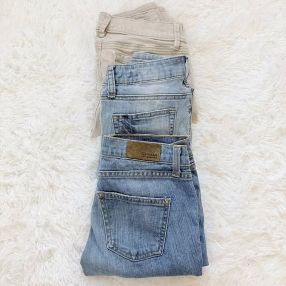 Skinny Jeans Bundle 3 Pairs Size 00–3 Neutral Beige + Distressed Denim - Picture 2 of 8